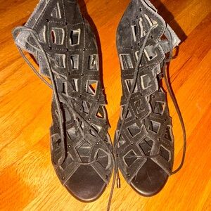 Joie Black Lace-Up Cutout Boots